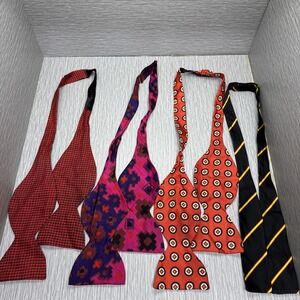 Men's Self Tie Bow Ties Lot of 4 Red Burgundy Patterned Formalwear